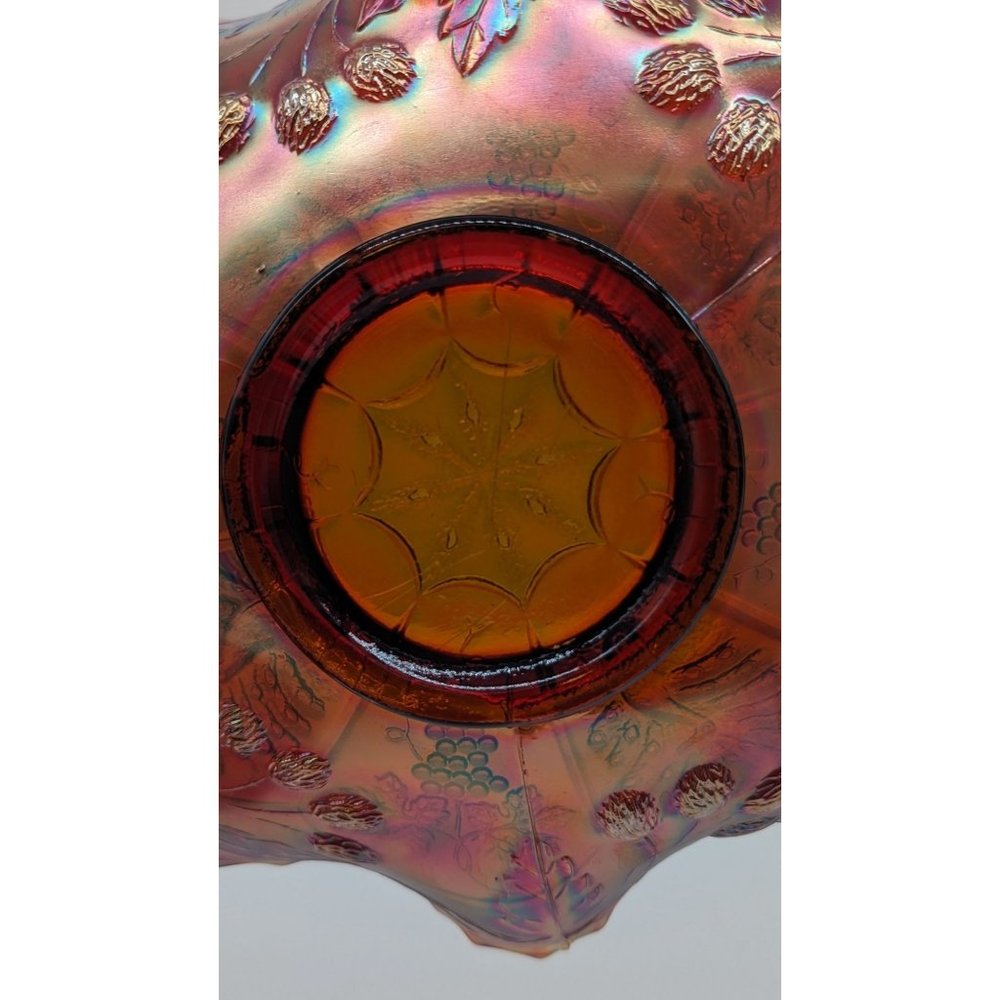 Fenton Amberina Peacock and Grape Bowl Carnival Glass Vintage Amberina Ruby Red - Picture 8 of 16
